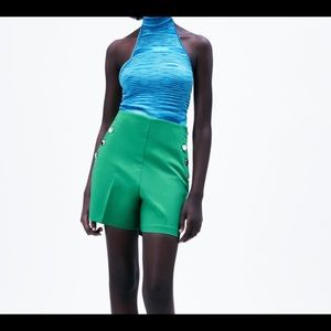 Zara high waisted green sailor shorts NWT